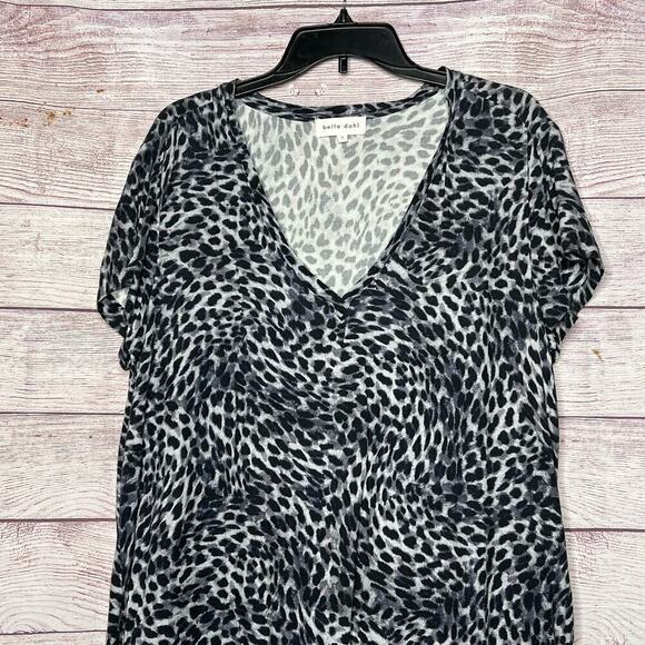Bella Dahl Women's V Neck Short Sleeve Soft Animal Print Shirt Size Large - Picture 6 of 8